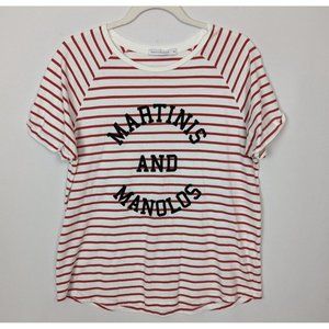 South Parade sz. M Martinis And Manolos Red Striped Tee Pima Cotton Top Shirt